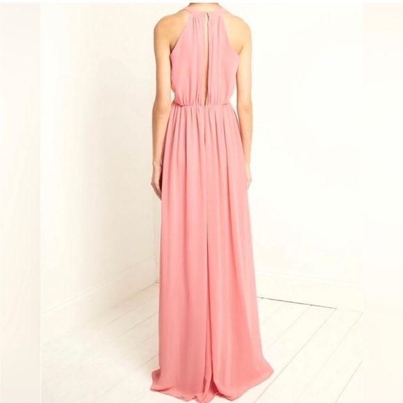 NWT French connection $198 plunge thigh slit halter gown pink sz 2 - Picture 2 of 8